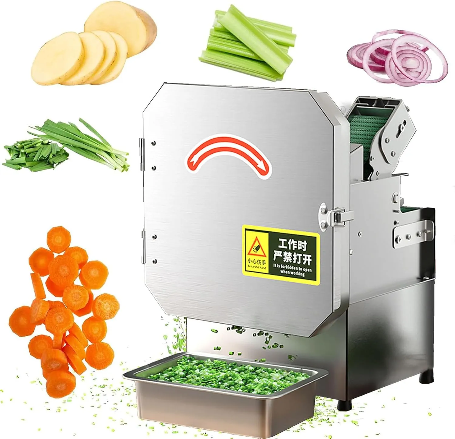 Electric Green Onion Celery Parsley Cutter Chopper, Commercial Vegetable Slicer, Cabbage Chilli Pepper Shredding Cutting Machine Vegetable and Fruit Slicing Machine
