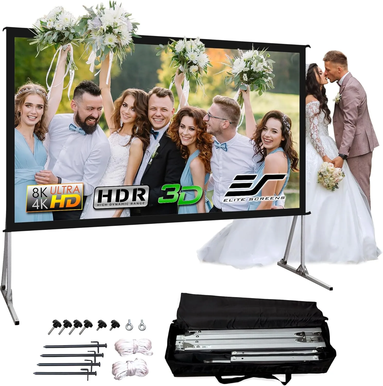 Elite Screens Yard Master 2, 110-inch Outdoor Portable Fast Folding Projector Screen w/ Stand 16:9, 8K 4K Ultra HD 3D Movie Theater Cinema REAR Projection, OMS110HR3, US Based Company 2-YEAR WARRANTY