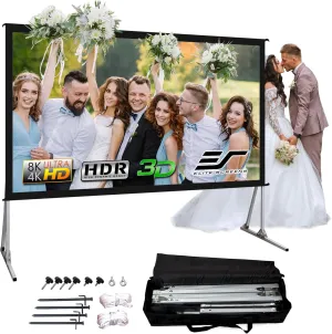 Elite Screens Yard Master 2, 110-inch Outdoor Portable Fast Folding Projector Screen w/ Stand 16:9, 8K 4K Ultra HD 3D Movie Theater Cinema REAR Projection, OMS110HR3, US Based Company 2-YEAR WARRANTY