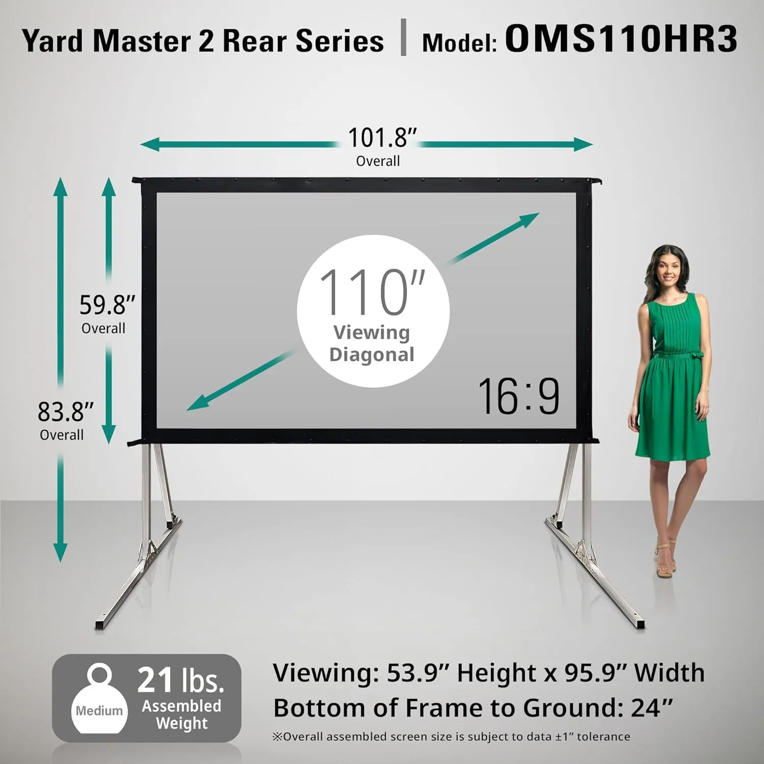 Elite Screens Yard Master 2, 110-inch Outdoor Portable Fast Folding Projector Screen w/ Stand 16:9, 8K 4K Ultra HD 3D Movie Theater Cinema REAR Projection, OMS110HR3, US Based Company 2-YEAR WARRANTY