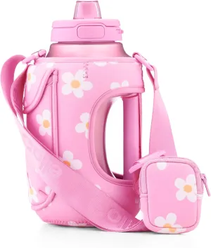 Ello Hydra 64oz Half Gallon Water Jug with Handle and Motivational Time Markers for All Day Hydration, Plastic Reusable Water Bottle with Straw and Locking, Leak Proof Lid, BPA Free