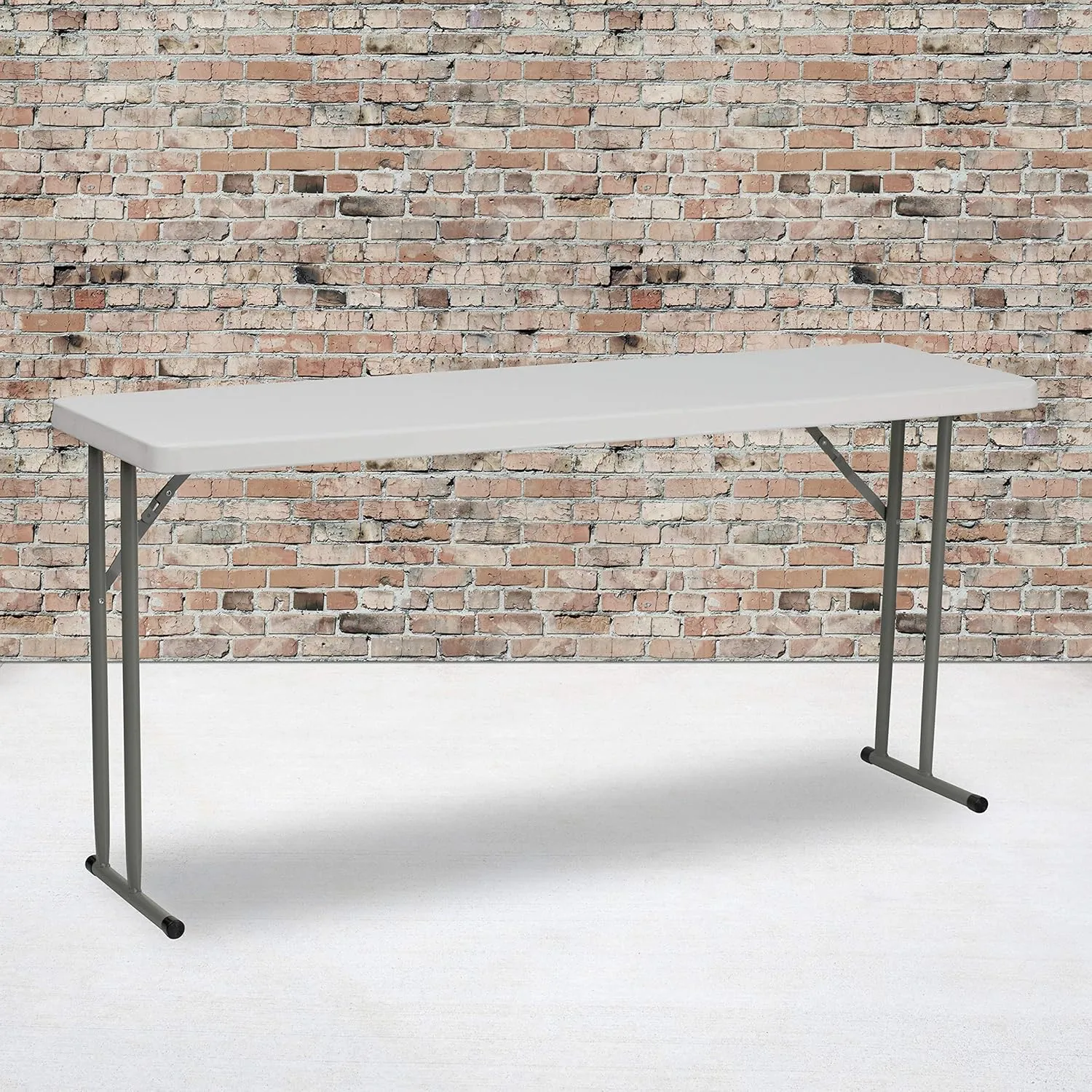 EMMA   OLIVER 5-Foot Rectangle Granite White Plastic Folding Training/Seminar Table