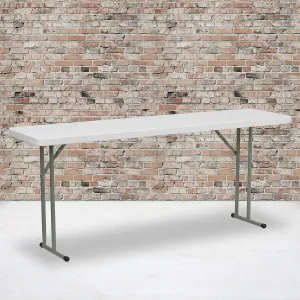 EMMA   OLIVER 6-Foot Granite White Plastic Folding Training and Event Table