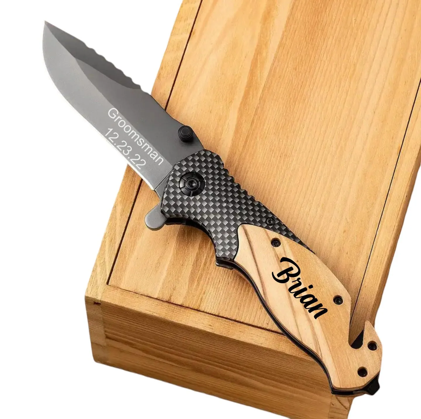 Engraved Pocket Knife - Groomsmen Gifts - Wood Custom Knife - Boyfriend Gift For Him - Gift For Dad - Fathers Day Gift