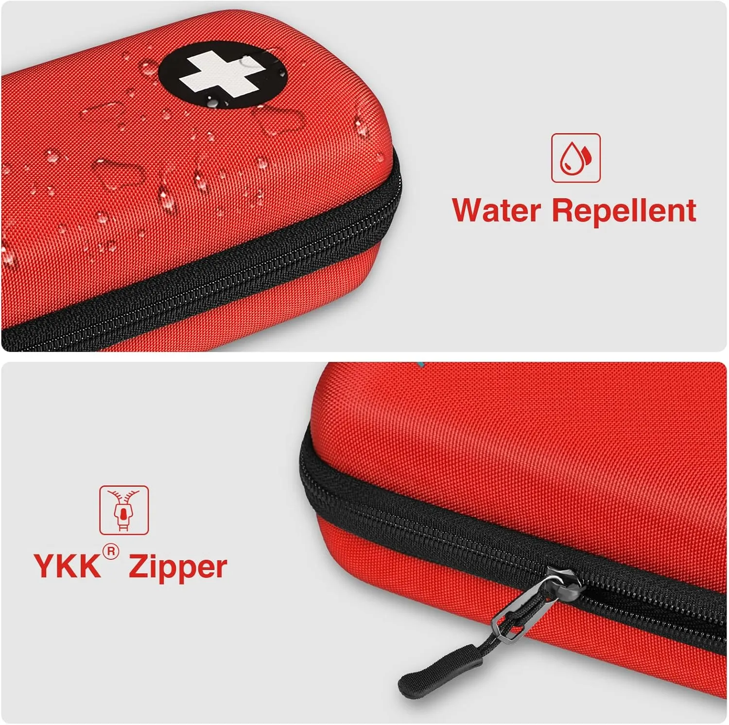Epipen Medical Carrying Case, Hard Shell EVA Shock Absorption Travel Medication Organizer Bag Emergency Medical Pouch Holds 2 EpiPens, Asthma Inhaler, Auvi-Q, Allergy Medicine Essentials (Red)