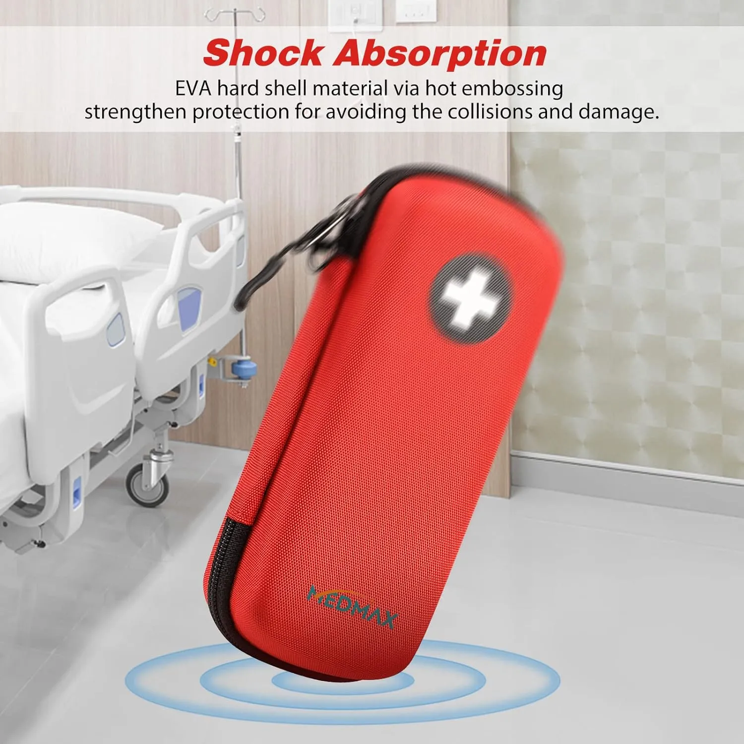 Epipen Medical Carrying Case, Hard Shell EVA Shock Absorption Travel Medication Organizer Bag Emergency Medical Pouch Holds 2 EpiPens, Asthma Inhaler, Auvi-Q, Allergy Medicine Essentials (Red)