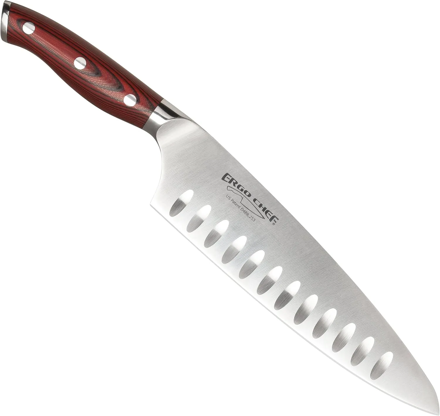 Ergo Chef Crimson Series 8” Chef’s Knife - Forged High Carbon X50CrMoV15 German Stainless Steel Blade with Ergonomic G10 Handle for Precision Cutting