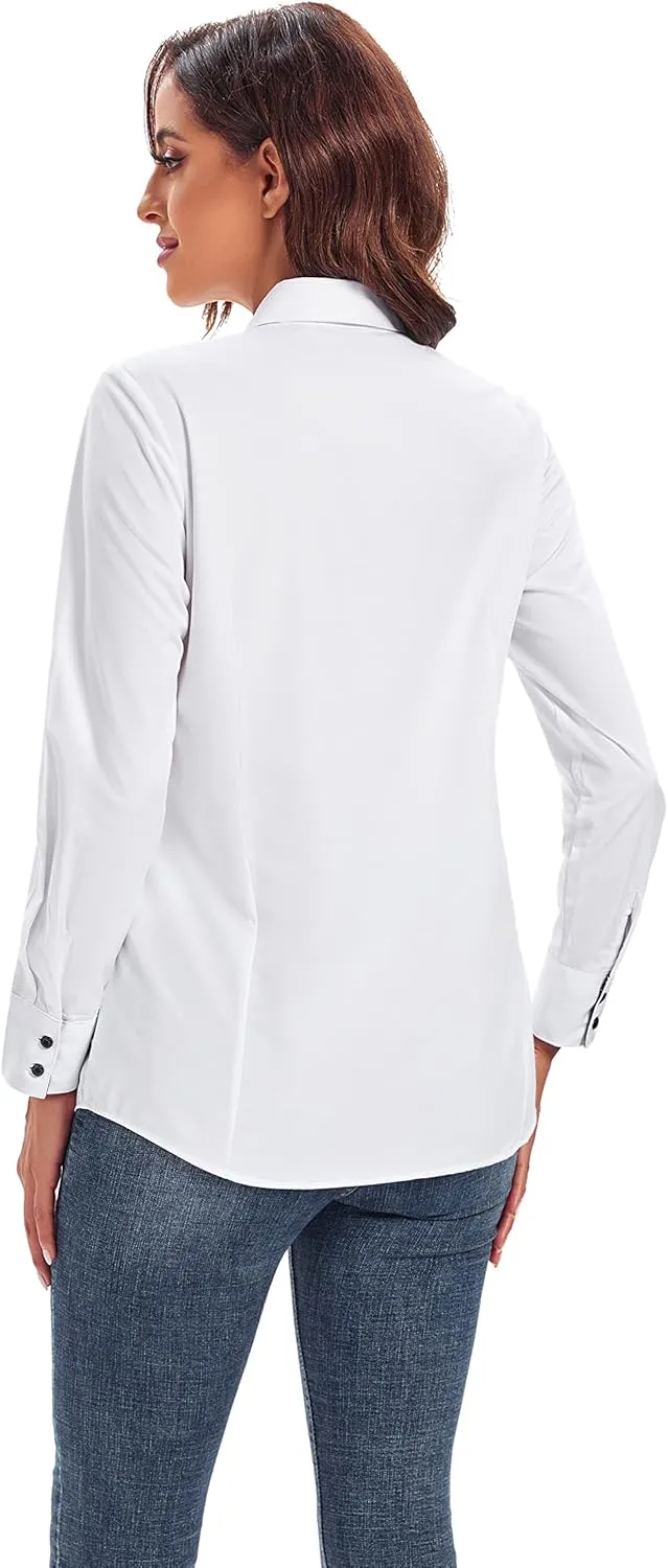 Esabel.C Womens Button Down Shirts Long Sleeve Regular Fit Stretch Work Blouse