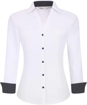 Esabel.C Womens Button Down Shirts Long Sleeve Regular Fit Stretch Work Blouse