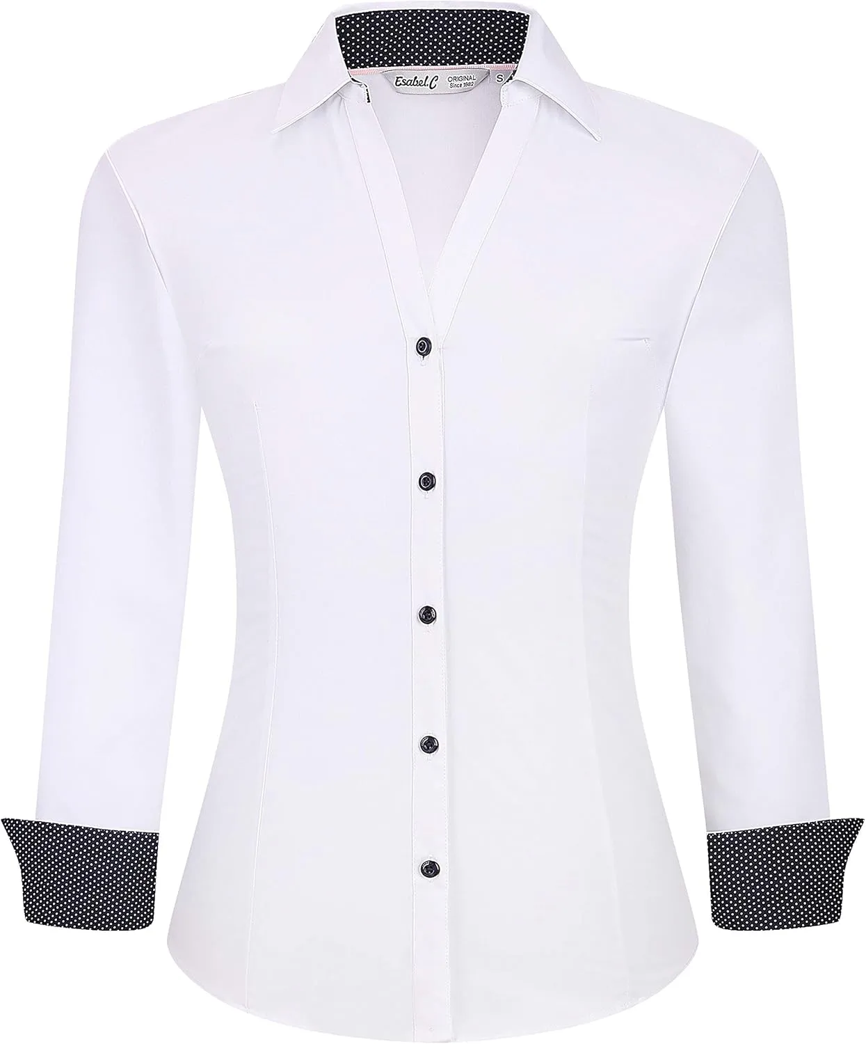 Esabel.C Womens Button Down Shirts Long Sleeve Regular Fit Stretch Work Blouse