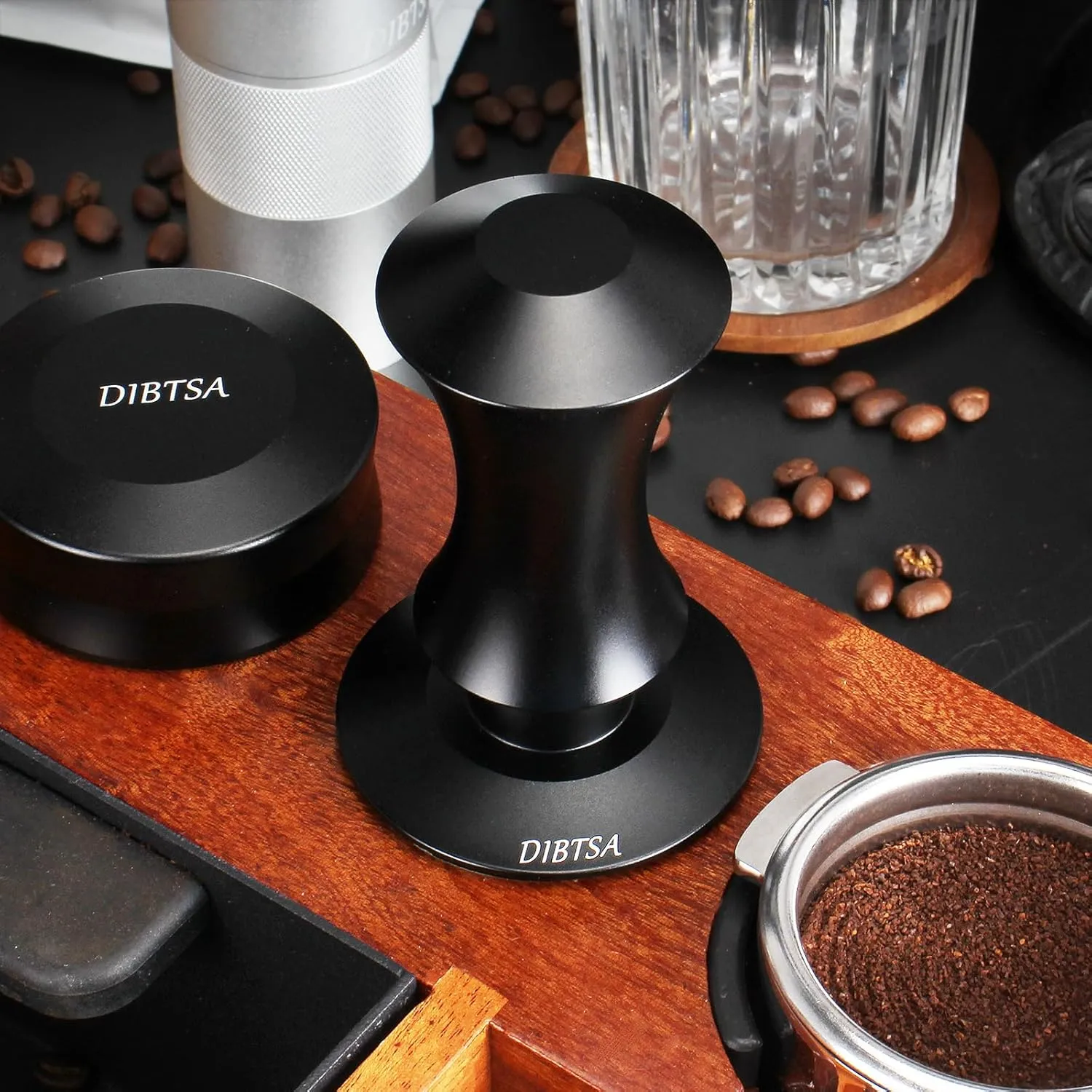 Espresso Tamper 58.5mm, Spring Loaded Coffee Tamper for La Marzocco, Flair 58, Gaggia, Breville 9 Series, and All E61 Group Machines, 304 Stainless Steel Ripple Base, Espresso Accessories