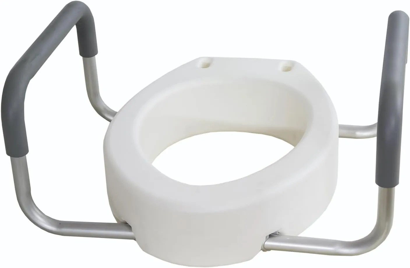 Essential Medical Supply Raised Elevated Toilet Seat Riser for an Elongated Toilet with Padded Aluminum Arms for Support and Compatible with Existing Seat, Elongated, 19 x 14 x 3.5