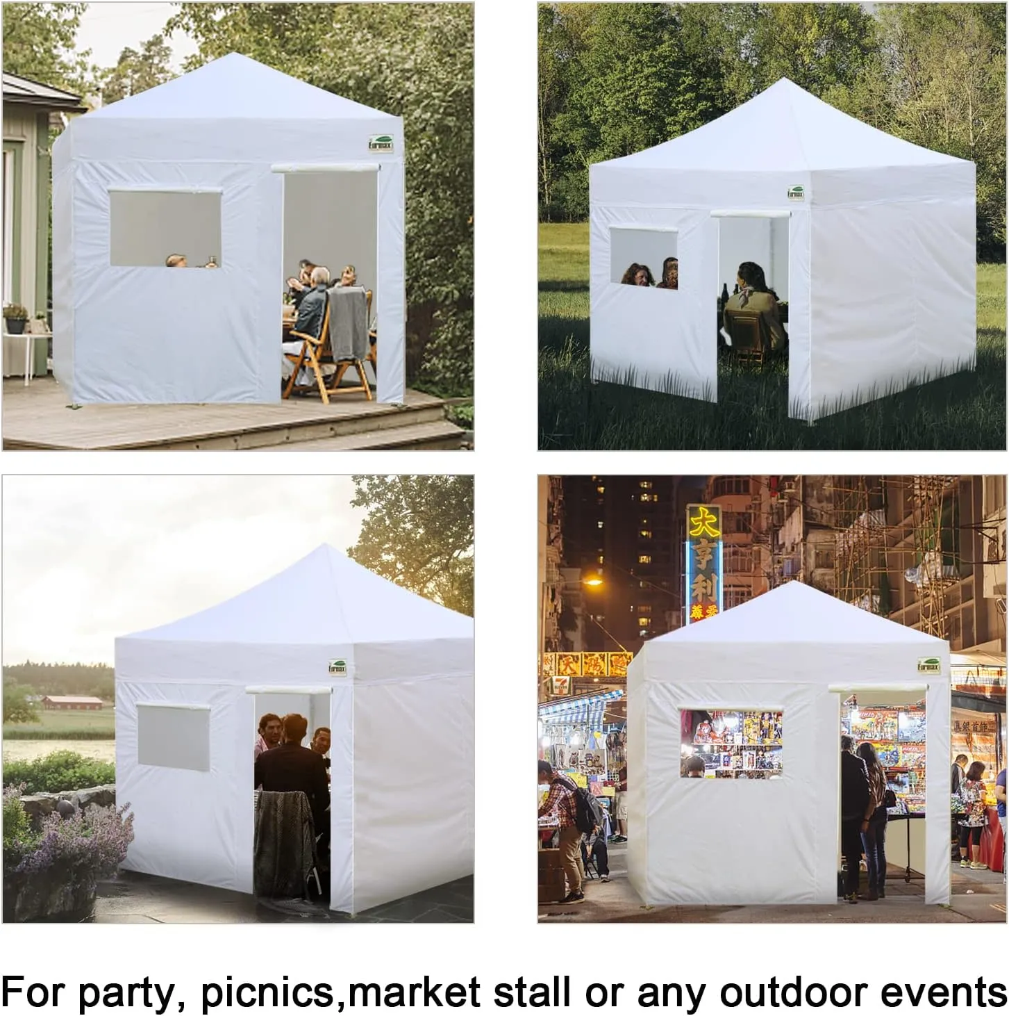 Eurmax USA Full Zippered Walls for 10 x 10 Easy Pop Up Canopy Tent,Enclosure Sidewall Kit with Roller Up Mesh Window and Door 4 Walls ONLY,NOT Including Frame and Top (White)