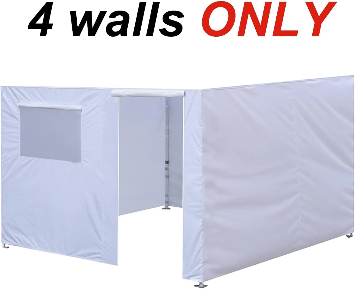 Eurmax USA Full Zippered Walls for 10 x 10 Easy Pop Up Canopy Tent,Enclosure Sidewall Kit with Roller Up Mesh Window and Door 4 Walls ONLY,NOT Including Frame and Top (White)
