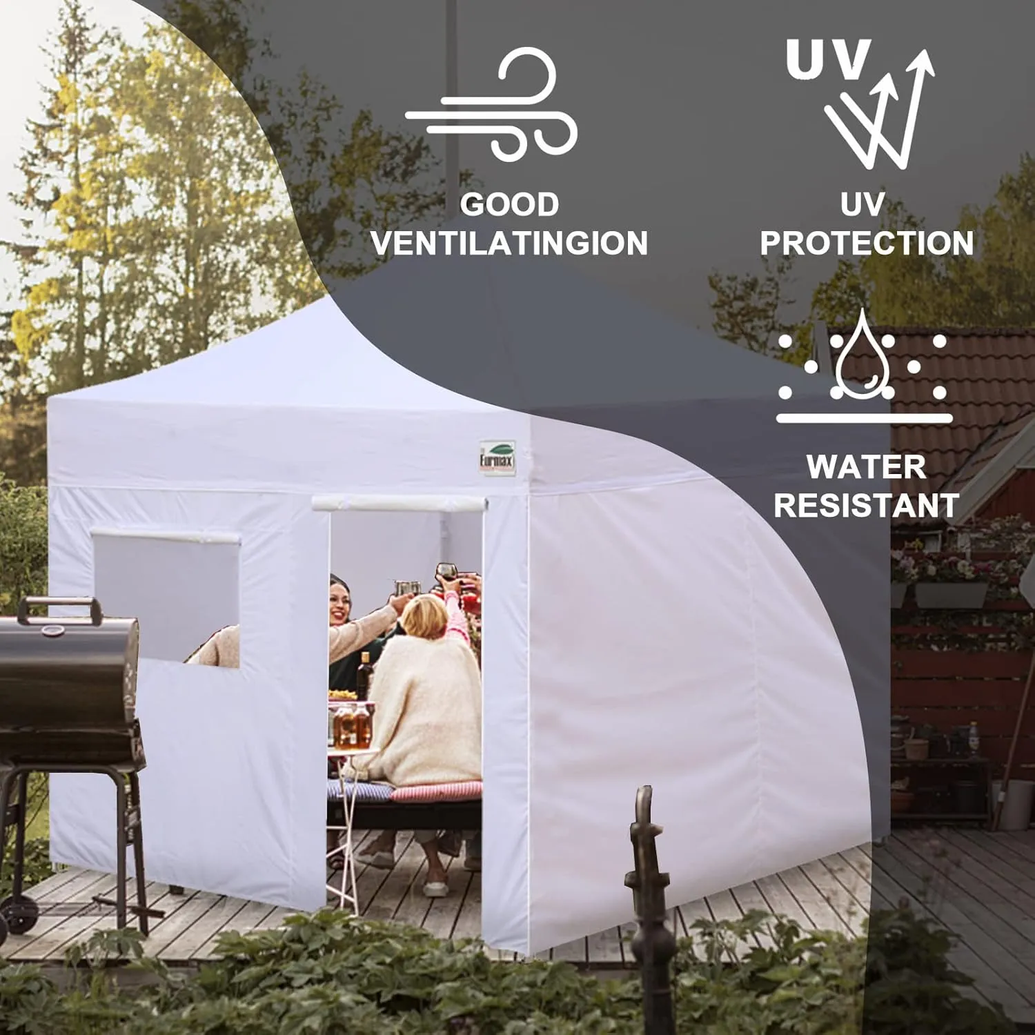 Eurmax USA Full Zippered Walls for 10 x 10 Easy Pop Up Canopy Tent,Enclosure Sidewall Kit with Roller Up Mesh Window and Door 4 Walls ONLY,NOT Including Frame and Top (White)