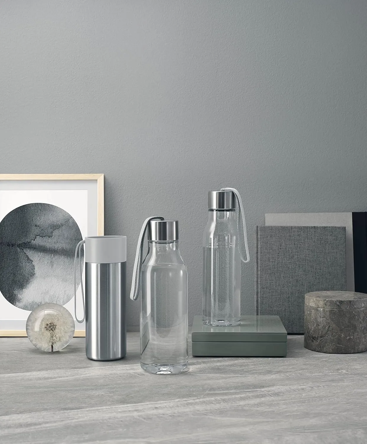 Eva Solo | Drinking bottle 17oz | Impact-resistant BPA-free plastic | Dishwasher Safe Except the Lid | Danish Design, Functionality & Quality | Marble Grey