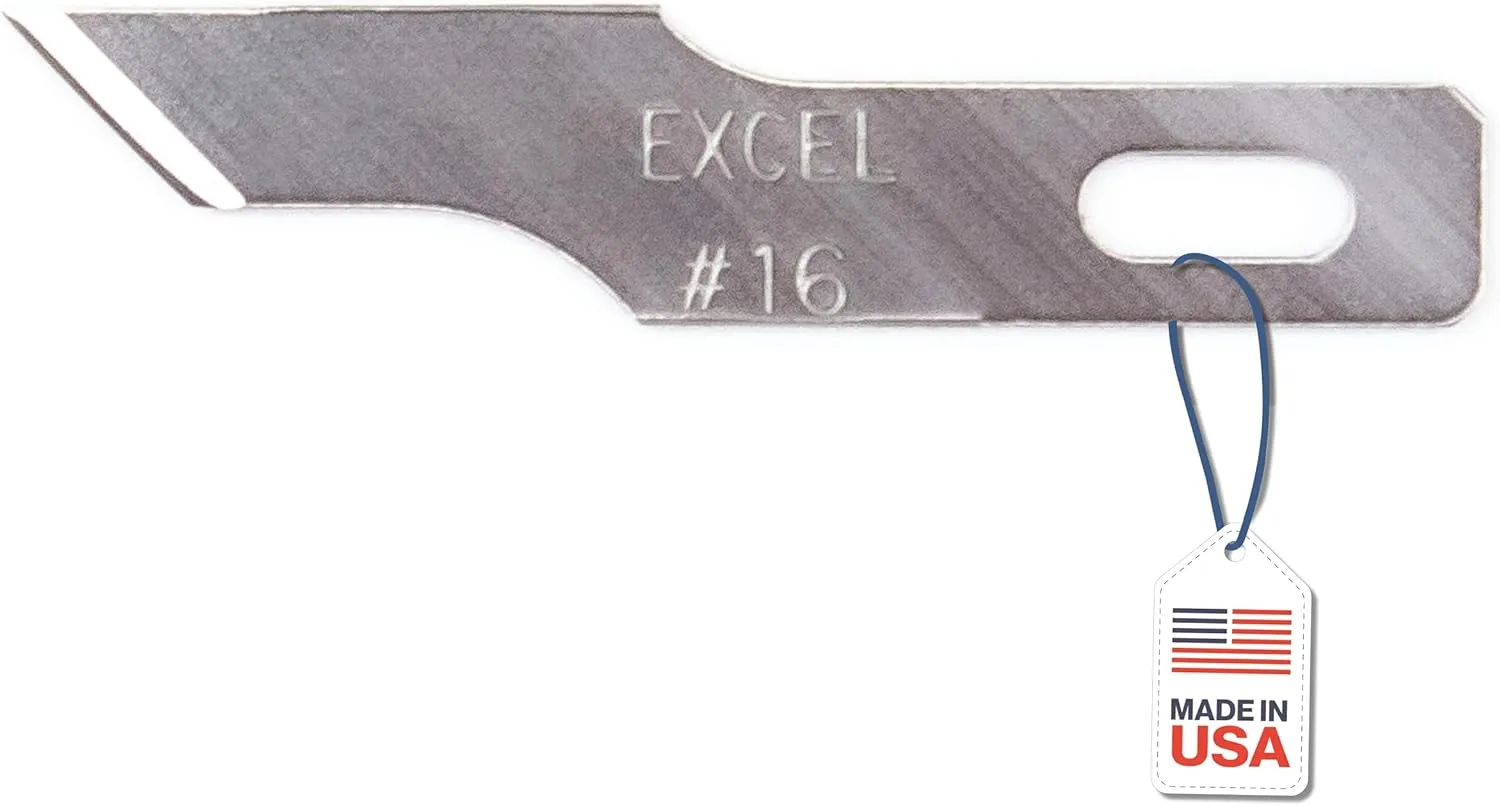 Excel Blades #16 Angled Stencil Edge Replacement Blades – 100-Pack High Carbon Steel Blades for Precision Cutting, Trimming Craft Knife – Professional & Hobby Knife - Made in USA