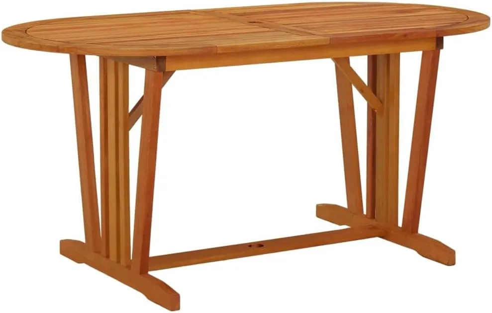Extendable Outdoor Furniture Table Solid Eucalyptus Wood Dining Table for Camping, Picnic, Farmhouse Kitchen, Natural Wood, Outdoor Side Tables