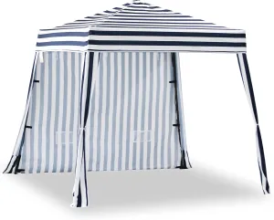 EzyFast Compact Pop Up Canopy Tent, Collapsible Instant Shelter,Portable Sports Cabana, with Built-in Weight Bags, 8 x 8 ft Base / 6 x 6 ft Top for Camping,Hiking,Fishing,Picnic (Classical Stripe)