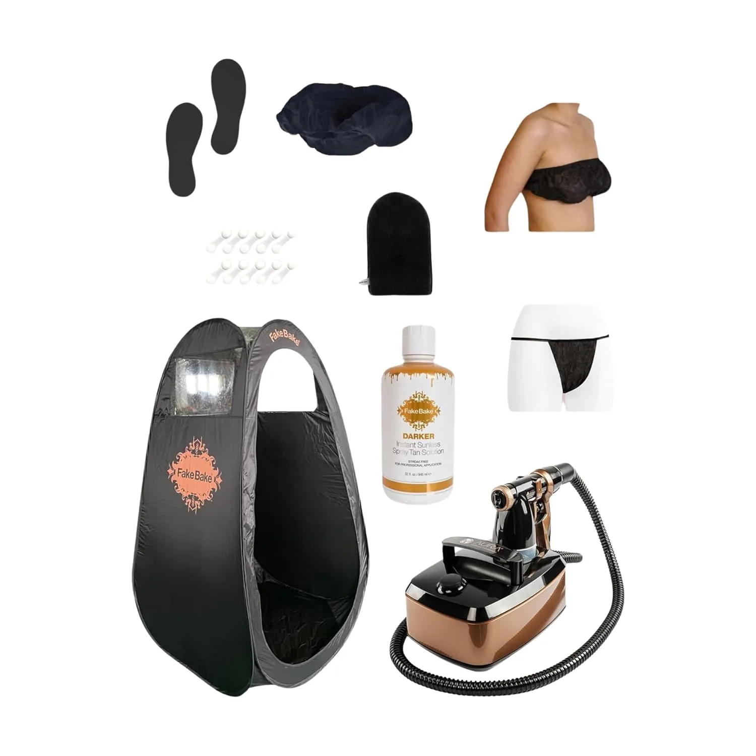 Fake Bake Professional Allure Xena Airbrush Sunless Spray Tan System with Compressor, Pop Up Tent & Tanning Solution (Complete)