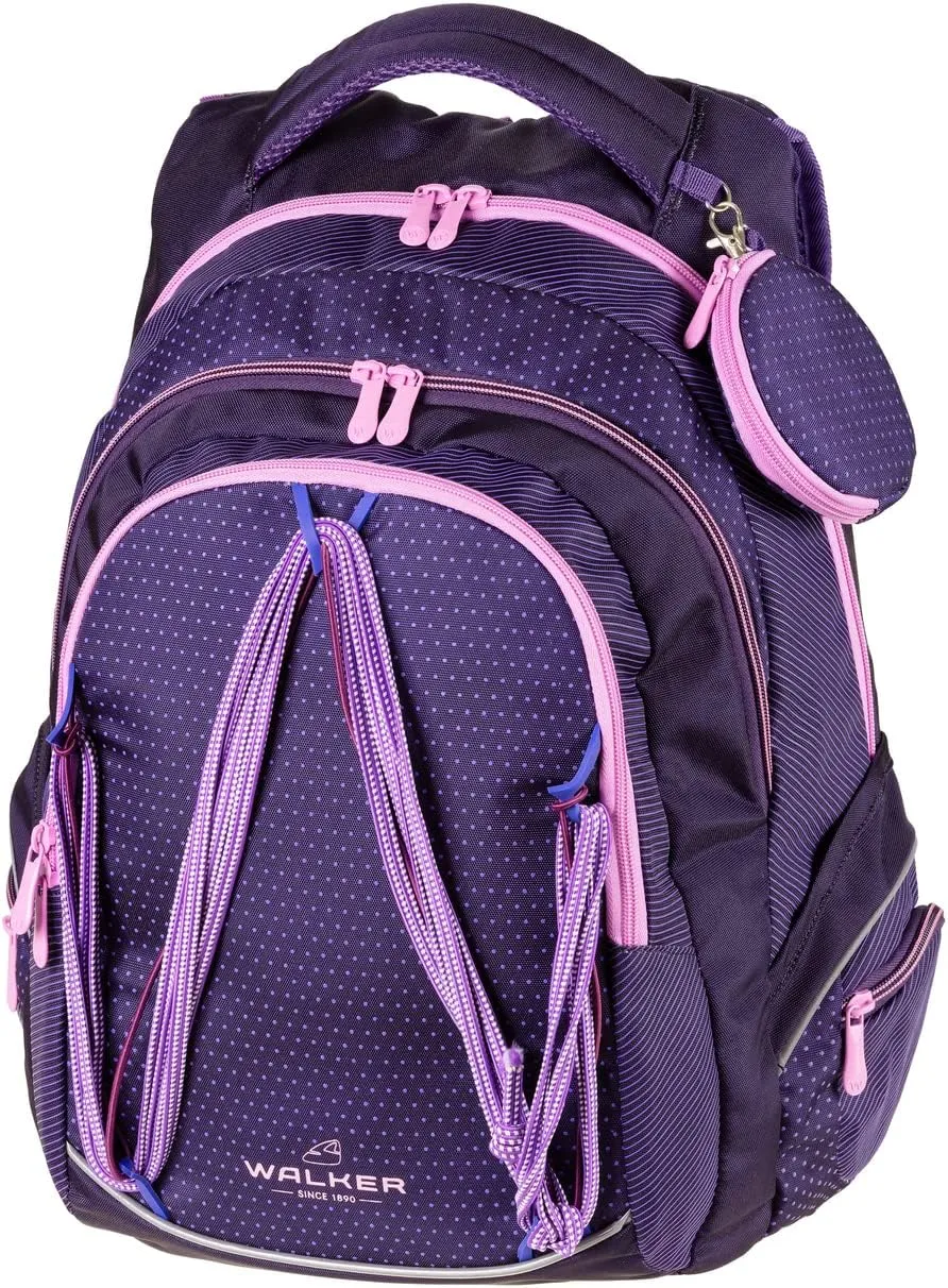 Fame Twist 42011-074 School Backpack Purple with 3 Compartments, Side Pockets and Elastic Cord, School Bag with Back Padding and Adjustable Waist Strap, Shoulder and Chest Strap,, Purple, ca.