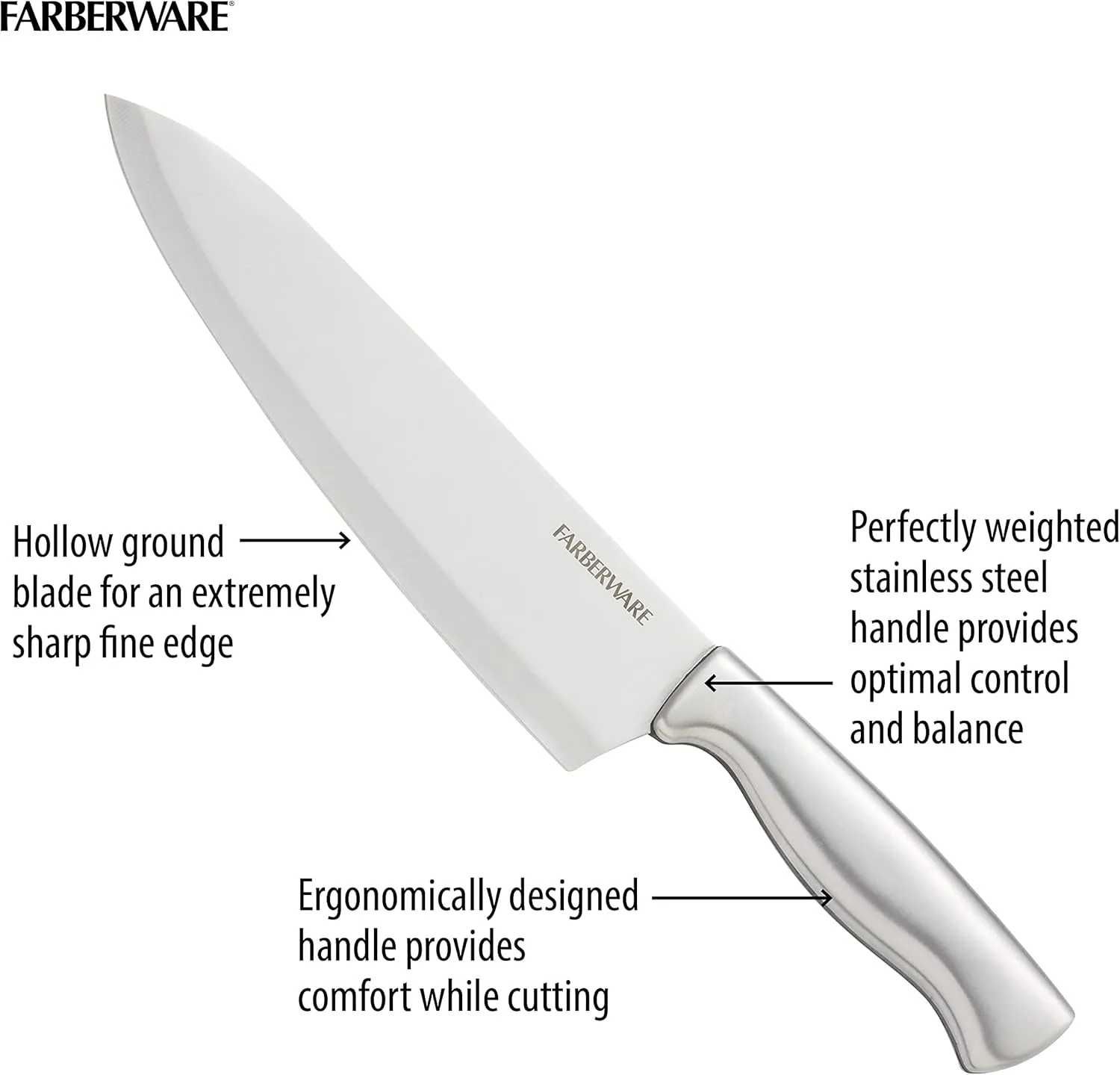 Farberware Edgekeeper Stainless Steel Block Set with Built in Knife Sharpener, 16-piece, Natural