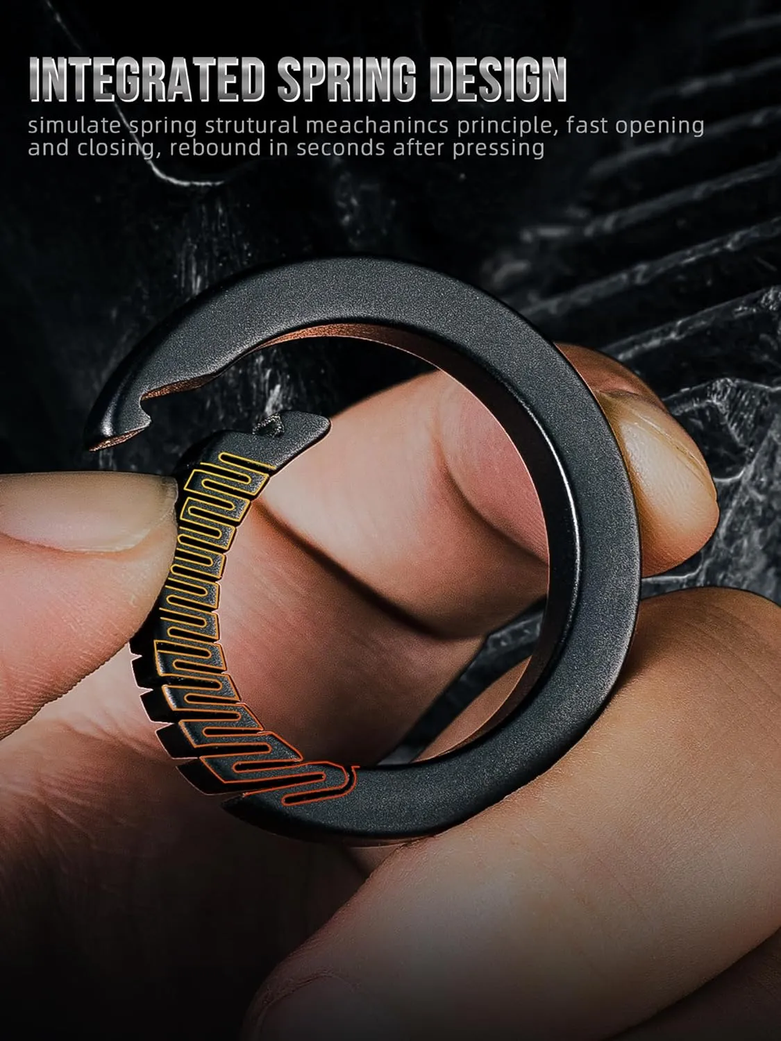 FEGVE Carabiner Keychain Clip with 2 Key Rings, Titanium Quick Release Keychain Small Carabiner Clip for Keys