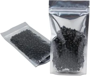 FERENLI 100 Pieces Stand Up Clear Front Zipper Lock Resealable Aluminum Mylar Foil Plastic Packaging Bag for Zip Heat Seal Package Lock with Tear Notch Long Term Food Storage 7.1x10.2 inch