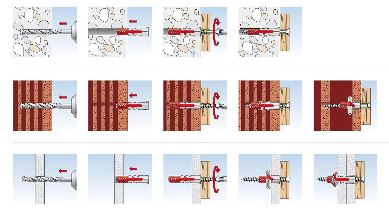 fischer DuoPower 1/4" x 1-3/16" S PH, 50 Plugs & 50 Screws, Powerful Universal Plug with Intelligent 2-Component Technology for Fastenings in Concrete, Bricks, Drywall, Chipboard, etc