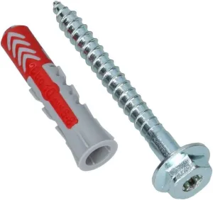 fischer DuoPower 3/8" x 2" (10x50mm) 25pcs Plugs & 25 Screws, Metric Version Powerful Universal Plug with Intelligent 2-Component Technology for Fastenings in Concrete, Bricks, Drywall, Chipboard