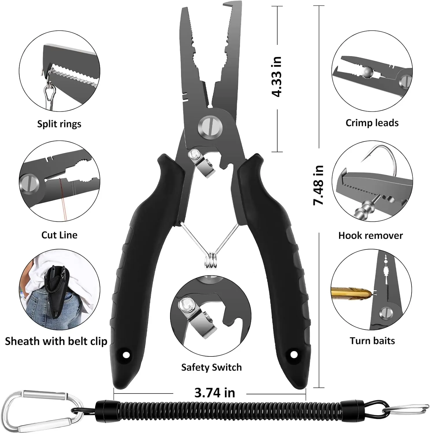 Fishing Tool Kit - Fishing Pliers, Hook Remover, Fish Gripper，Fish Scale, Fish Knife, Saltwater Fishing Gear with Sharpeners, Best Gifts for Men
