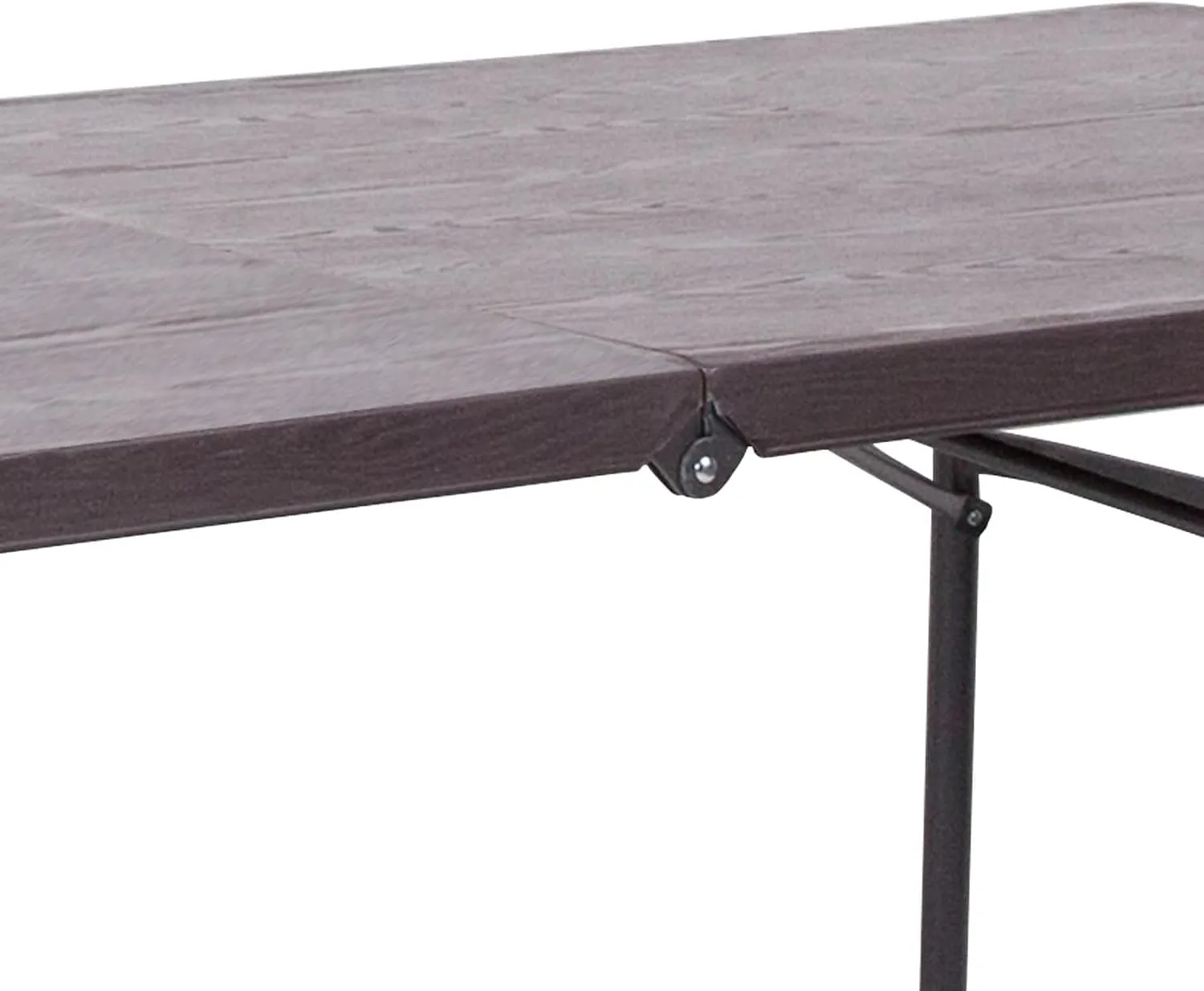 Flash Furniture Elijah 6-Foot Bi-Fold Brown Wood Grain Plastic Folding Table with Carrying Handle
