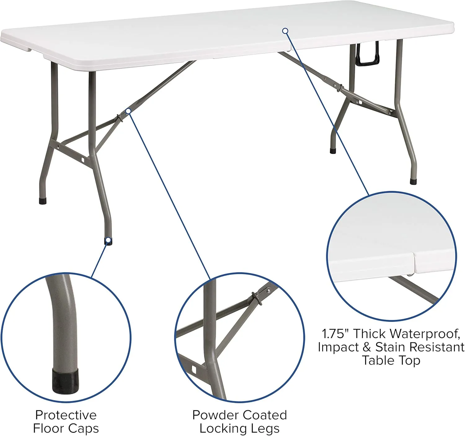 Flash Furniture Elon 6' Rectangular Plastic Folding Event Table, Portable Banquet Table for Indoor/Outdoor Events, White
