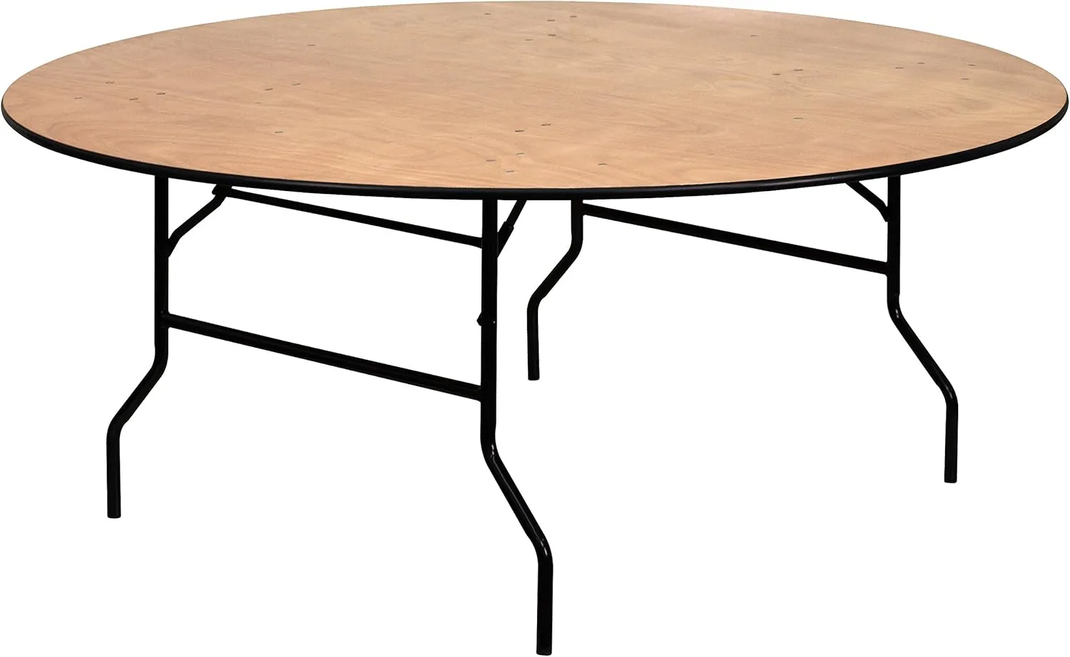Flash Furniture Furman 6' Round All-Occasion Wood Folding Event Table, Foldable Round Portable Banquet Table with Wooden Top, Natural/Black