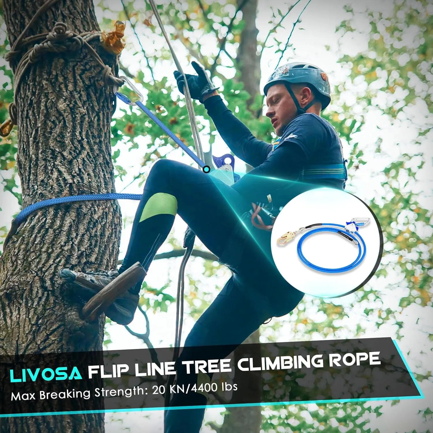 Flip Line Tree Climbing Rope, Climbing Tree Arborist Equipment Tree Climbing Rope 8ft