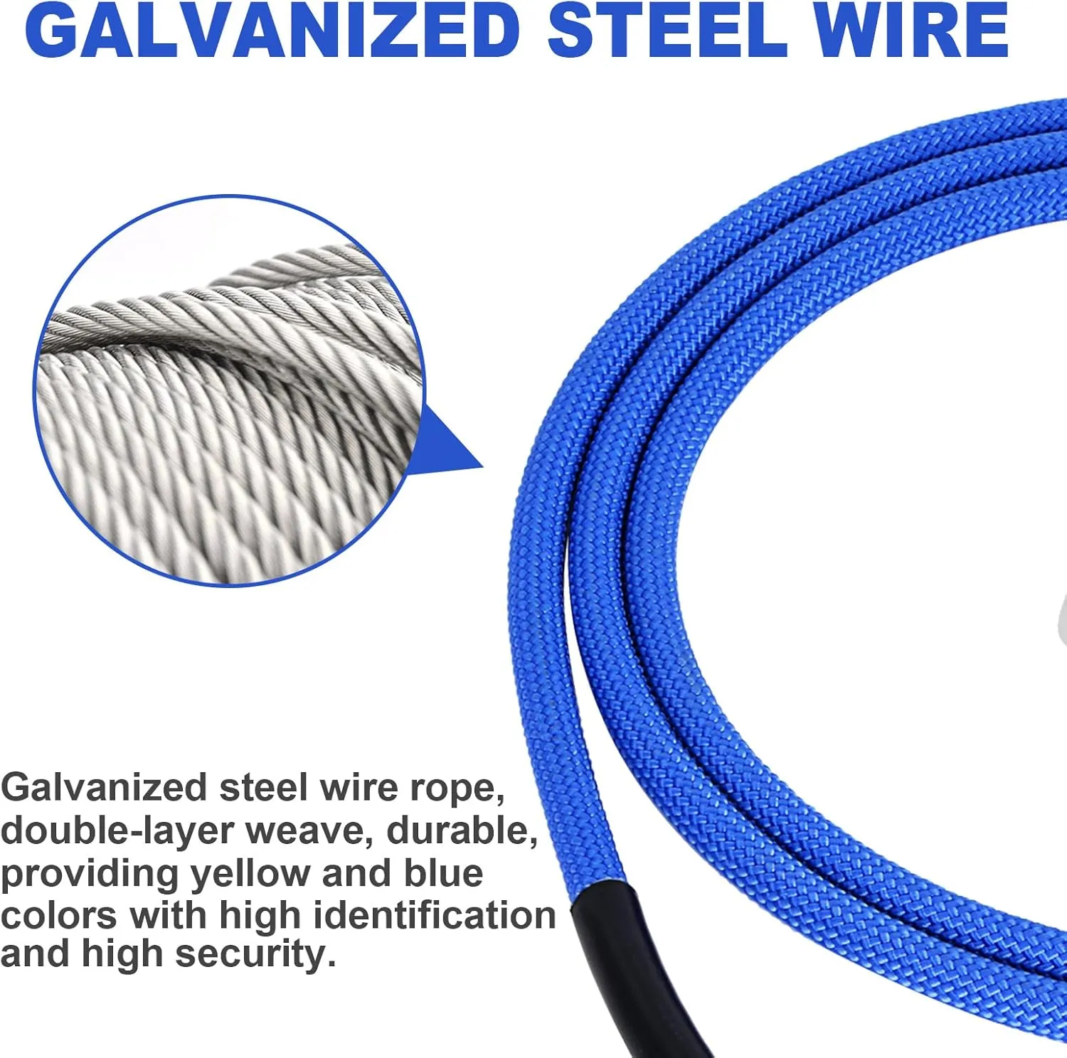 Flip Line, Wire Core Flipline 1/2" X 12', Wire Core Flip Line Kit with Triple Lock Carabiner Adjuster, Steel Swivel Snap, Climbing Flipline for Fall Protection, Arborist, Tree Climbers, Blue