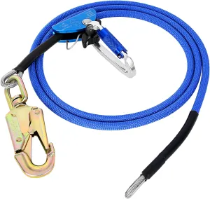 Flip Line, Wire Core Flipline 1/2" X 12', Wire Core Flip Line Kit with Triple Lock Carabiner Adjuster, Steel Swivel Snap, Climbing Flipline for Fall Protection, Arborist, Tree Climbers, Blue