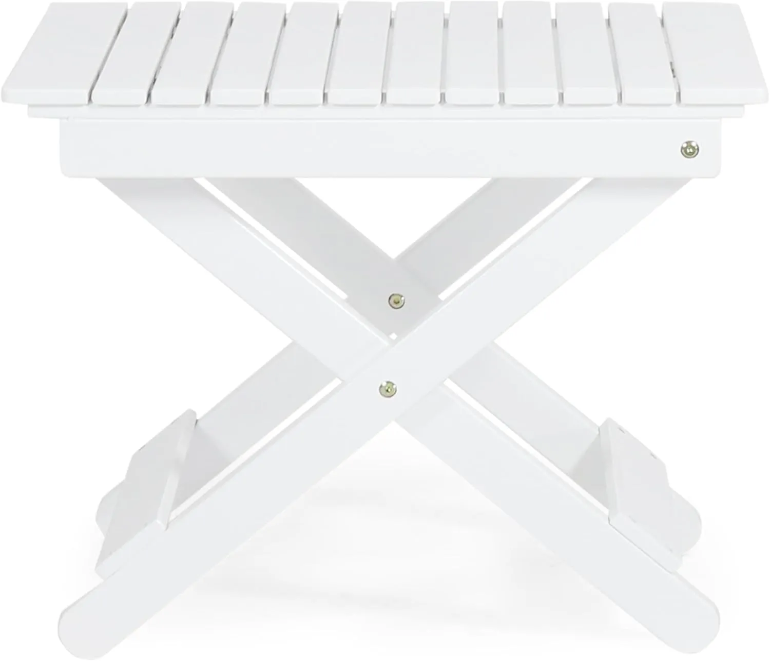 Foldable Outdoor Side Table, Portable Accent Table, Folding Square Table for Balcony, Plants,Pool,Patio,Garden,Deck,Indoor,Outdoor (White)