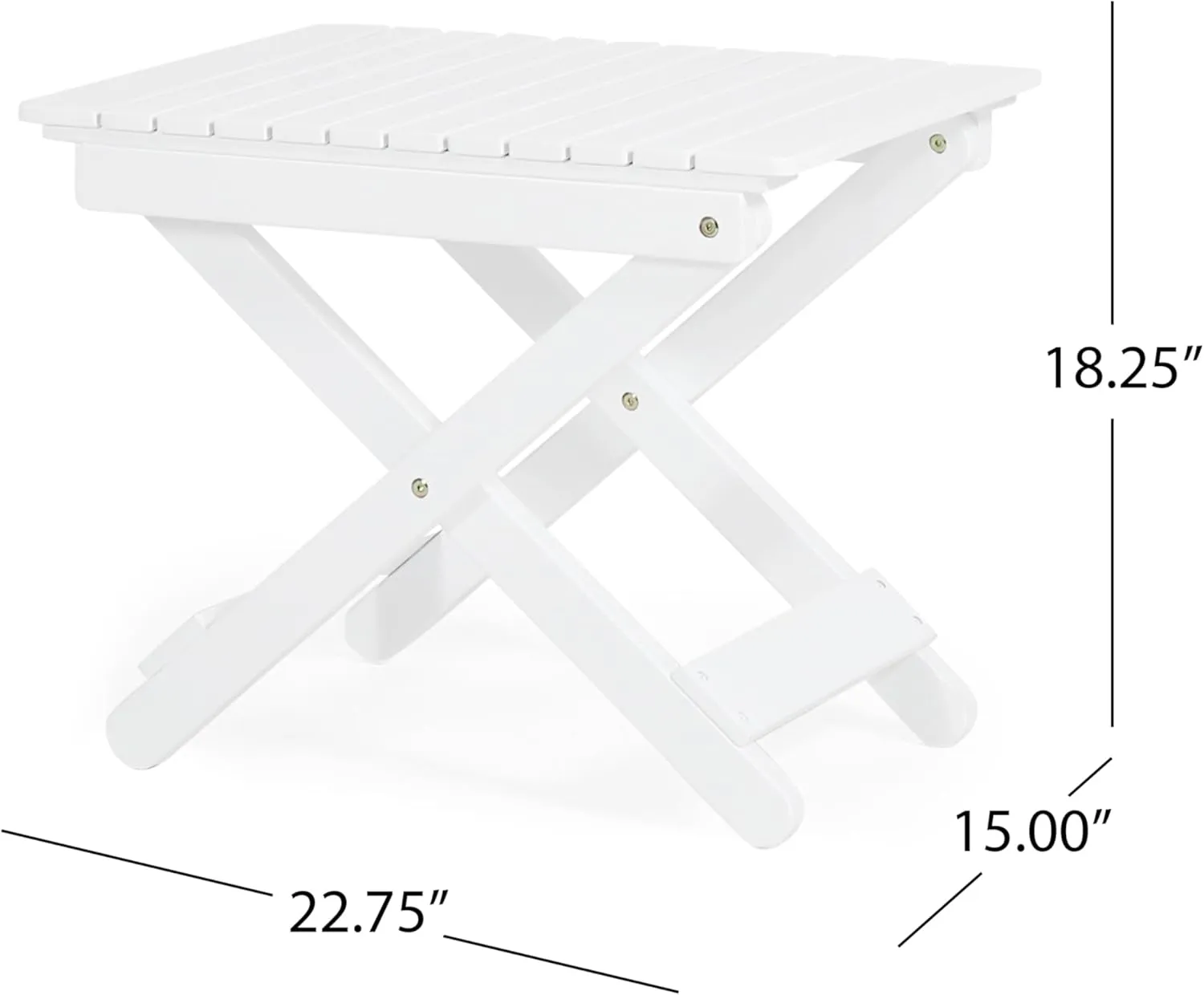 Foldable Outdoor Side Table, Portable Accent Table, Folding Square Table for Balcony, Plants,Pool,Patio,Garden,Deck,Indoor,Outdoor (White)