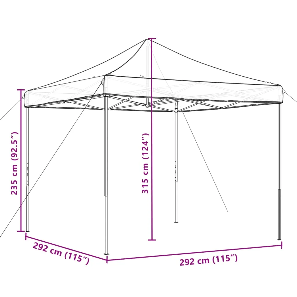 Foldable Party Tent Pop-Up Black 292x292x315 cm