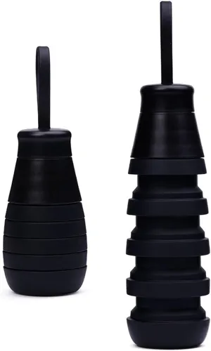 Foldable Silicone Water Bottle 500ml, Collapsible Travel Bottle with Easy-Open Lid, BPA-Free Food Grade Material, Leak-Resistant for Hiking, Gym, School (black)