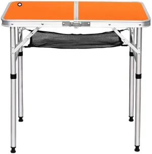 Folding Camping Table Adjustable Lightweight Desk Anodized Aluminum Tube Legs Rubber Feet, 70 X 50 X60CM