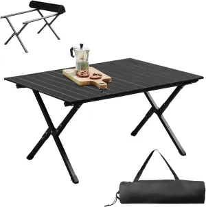 Folding Camping Table, Roll Up Beach Tables for Sand Foldable for 2-6 Persons, Small Card Desk Lightweight with Carry Bag, Portable Picnic Desks for Outdoors, BBQ, Easy to Set Up ,34 x 24 x 16.5 inch