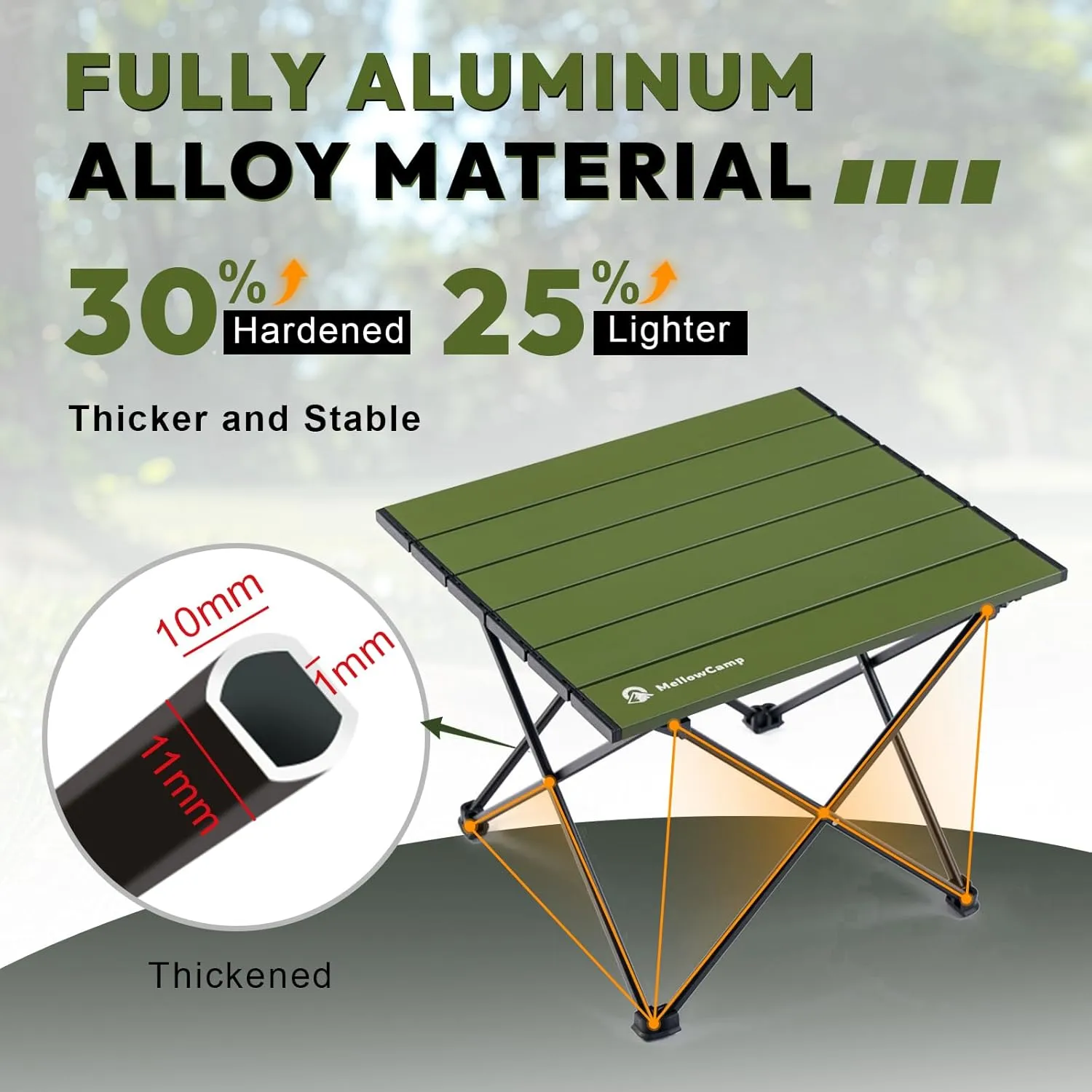Folding Camping Table with Ultralight Aluminum Frame & Carry Bag Small Portable Table for Beach, Picnics, BBQ, Hiking & Outdoor Essentials (Green,Small)