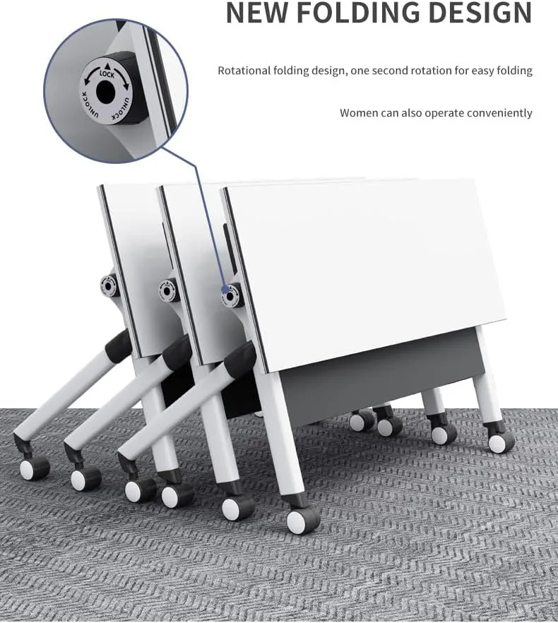 Folding Conference Room Table, Versatile Flip-Top Conference Tables, Portable and Foldable Solutions for Dynamic Meetings, Trainings, Classroom, and Offices (White1, 63×24×30in)