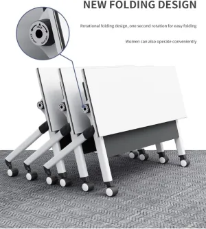 Folding Conference Room Table, Versatile Flip-Top Conference Tables, Portable and Foldable Solutions for Dynamic Meetings, Trainings, Classroom, and Offices (White1, 63×24×30in)