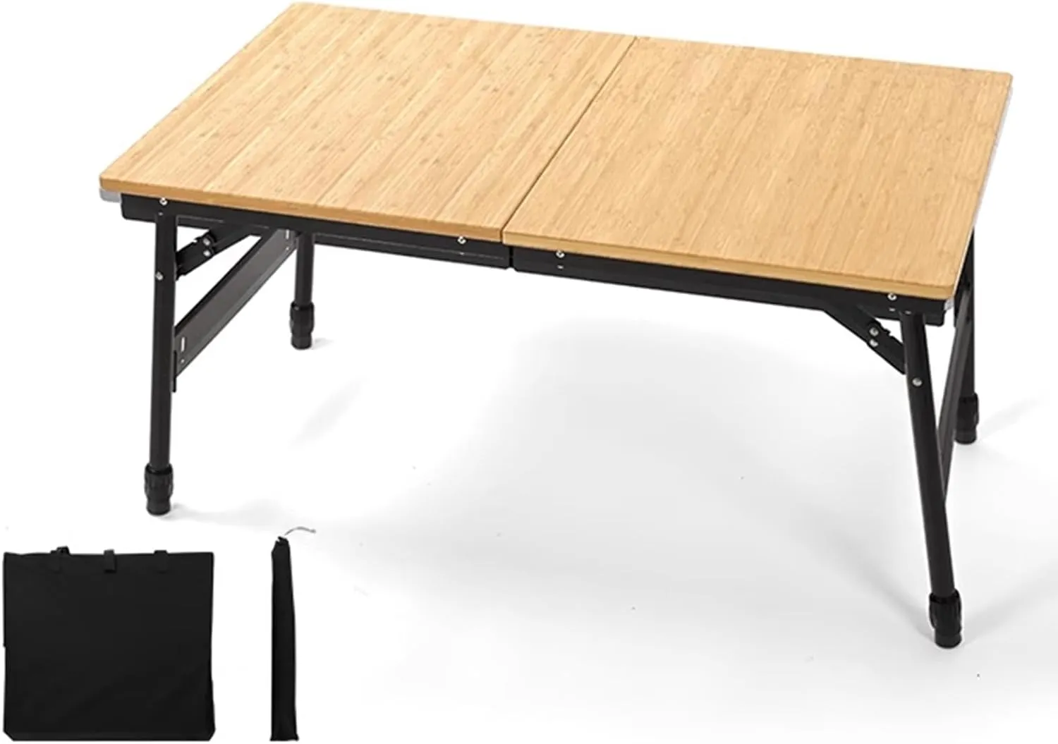 Folding Dining Table for 2 for Camping with Adjustable Height Legs Igt Two-Unit Sliding Rail Drop Leaf Table with Retractable Tabletop for Picnic, Camping, Party