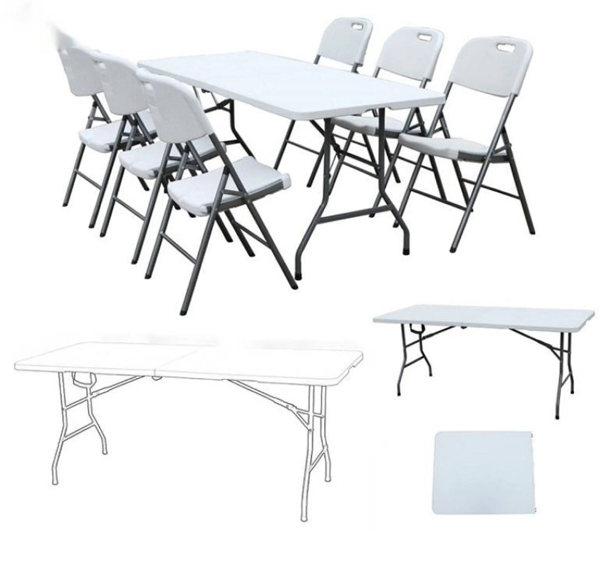 Folding table Folding 6 chairs