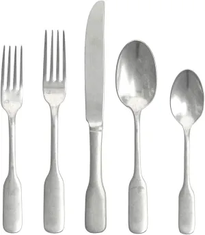 Fortessa Ashton Antiqued Flatware 5 Piece Place Setting, Stainless Steel