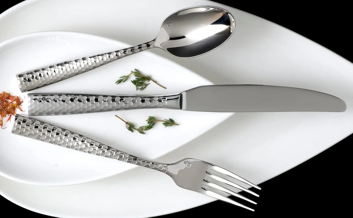 Fortessa Lucca Flatware Set, 5-Piece, Faceted Stainless